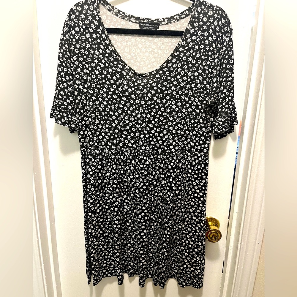 Wednesdays Girl black and white floral mini dress